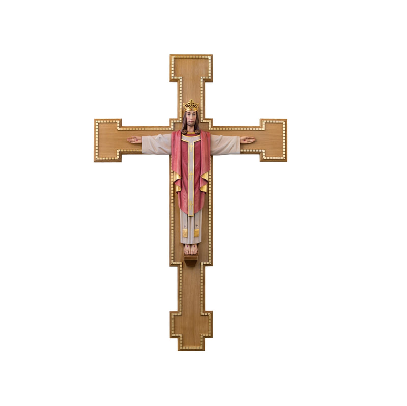 Religious Statue Crucifix Cross Corpus Jesus Fiberglass Plaster Wood Carved