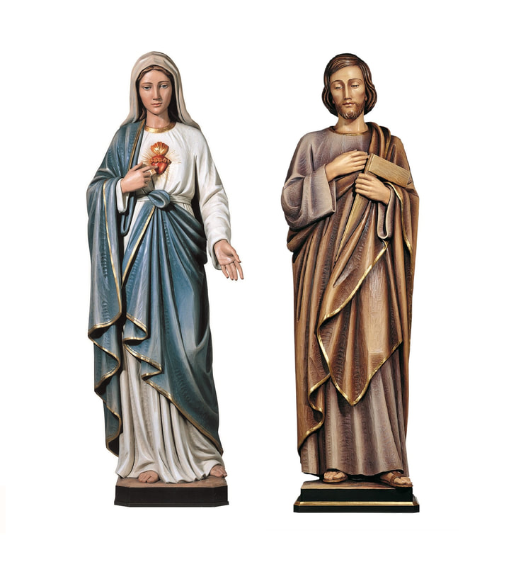 Mary Joseph Statue Fiberglass Plaster Wood Carved